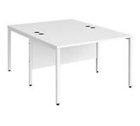 Dams International Maestro 25 Back to Back Desk White Oak H-Frame 1,200 (W) x 1,600 (D) x 725 (H) mm Wood