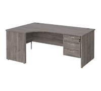 Dams International Maestro 25 Left Hand Corner Desk Grey Oak Base panel 3 Drawers 1,800 (W) x 1,200 (D) x 725 (H) mm Wood