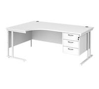 Dams International Maestro 25 Left Hand Corner Desk White Oak Cantilever 3 Drawers 1,800 (W) x 1,200 (D) x 725 (H) mm Wood
