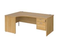 Dams International Maestro 25 Left Hand Ergonomic Desk Oak Wood 2 Drawers 1,800 x 1,200 x 725 mm
