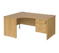 Dams International Maestro 25 Left Hand Ergonomic Desk Oak Wood 3 Drawers 1,600 x 1,200 x 725 mm