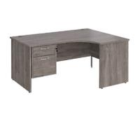 Dams International Maestro 25 Right Hand Corner Desk Grey Oak Base panel 2 Drawers 1,600 (W) x 1,200 (D) x 725 (H) mm Wood