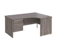 Dams International Maestro 25 Right Hand Corner Desk Grey Oak Base panel 3 Drawers 1,600 (W) x 1,200 (D) x 725 (H) mm Wood