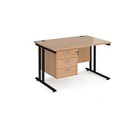 Dams International Maestro 25 Straight Desk Rectangular Beech Cantilever 3 Drawers 1,200 (W) x 800 (D) x 725 (H) mm Wood