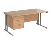 Dams International Maestro 25 Straight Desk Rectangular Beech Cantilever 3 Drawers 1,600 (W) x 800 (D) x 725 (H) mm Wood