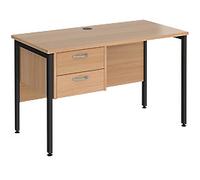 Dams International Maestro 25 Straight Desk Rectangular Beech H-Frame 2 Drawers 1,200 (W) x 600 (D) x 725 (H) mm Wood