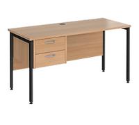 Dams International Maestro 25 Straight Desk Rectangular Beech H-Frame 2 Drawers 1,400 (W) x 600 (D) x 725 (H) mm Wood