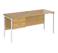 Dams International Maestro 25 Straight Desk Rectangular Oak H-Frame 2 Drawers 1,600 (W) x 600 (D) x 725 (H) mm Wood