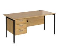 Dams International Maestro 25 Straight Desk Rectangular Oak H-Frame 3 Drawers 1,600 (W) x 800 (D) x 725 (H) mm Wood