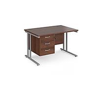Dams International Maestro 25 Straight Desk Rectangular Walnut Cantilever 3 Drawers 1,200 (W) x 800 (D) x 725 (H) mm Wood
