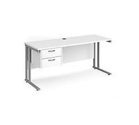 Dams International Maestro 25 Straight Desk Rectangular White Cantilever 2 Drawers 1,600 (W) x 600 (D) x 725 (H) mm Wood