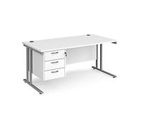 Dams International Maestro 25 Straight Desk Rectangular White Cantilever 3 Drawers 1,600 (W) x 800 (D) x 725 (H) mm Wood