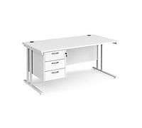 Dams International Maestro 25 Straight Desk Rectangular White Cantilever 3 Drawers 1,600 (W) x 800 (D) x 725 (H) mm Wood