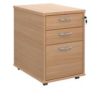 Dams International Mobile Pedestal MFC (Melamine Faced Chipboard) Lockable 426 x 600 x 630 mm Beech Brown