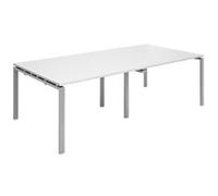Dams International Rectangular Boardroom Table with White MFC & Aluminium Top and Silver Frame EBT2412-S-WH 2400 x 1200 x 725 mm