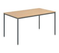 Dams International Rectangular Meeting Room Table with Oak Coloured MFC Top and Graphite Frame Flexi 1400 x 800 x 725 mm