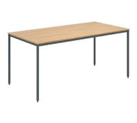 Dams International Rectangular Meeting Room Table with Oak Coloured MFC Top and Graphite Frame Flexi 1600 x 800 x 725mm