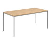Dams International Rectangular Meeting Room Table with Oak Coloured MFC Top and Silver Frame Flexi 1,600 x 800 x 725 mm