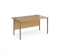 Dams International Rectangular Straight Desk with Oak Coloured MFC Top and Graphite H-Frame Legs Contract 25 1400 x 800 x 725mm