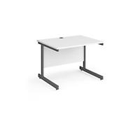 Dams International Rectangular Straight Desk with White MFC Top and Graphite Frame Cantilever Legs Contract 25 1000 x 800 x 725mm