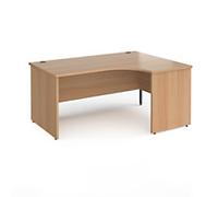 Dams International Right Hand Ergonomic Desk with Beech Coloured MFC Top and Graphite Panel Ends and Silver Frame Corner Post Legs Contract 25 1600 x 1200 x 725 mm