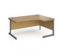 Dams International Right Hand Ergonomic Desk with Oak Coloured MFC Top and Graphite Frame Cantilever Legs Contract 25 1600 x 1200 x 725 mm