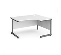 Dams International Right Hand Ergonomic Desk with White MFC Top and Graphite Frame Cantilever Legs Contract 25 1400 x 1200 x 725 mm