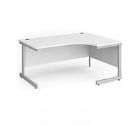 Dams International Right Hand Ergonomic Desk with White MFC Top and Silver Frame Cantilever Legs Contract 25 1600 x 1200 x 725 mm