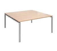 Dams International Square Boardroom Table with Beech Coloured MFC & Aluminium Top and Silver Frame EBT1616-S-B 1600 x 1600 x 725 mm