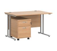 Dams International Straight Desk with 2 Drawer Pedestal SBS212B 1,200 x 800 x 725 mm