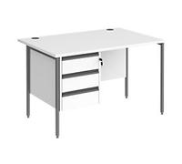 Dams International Straight Desk with 3 Drawer Pedestal Rectangular H-Frame 3 Drawers 1,200 (W) x 800 (D) x 725 (H) mm MFC (Melamine Faced Chipboard)