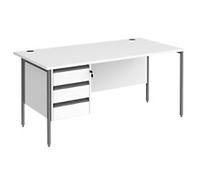 Dams International Straight Desk with 3 Drawer Pedestal Rectangular H-Frame 3 Drawers 1,600 (W) x 800 (D) x 725 (H) mm MFC (Melamine Faced Chipboard)