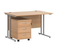 Dams International Straight Desk with 3 Drawer Pedestal SBS312B 1,200 x 800 x 725 mm