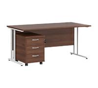 Dams International Straight Desk with 3 Drawer Pedestal SBWH316W 1,600 x 800 x 725 mm