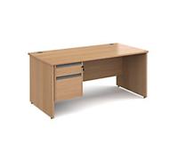 Dams International Straight Desk with Beech Coloured MFC Top and Graphite Frame Panel Legs and 2 Lockable Drawer Pedestal Contract 25 1600 x 800 x 725mm
