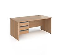 Dams International Straight Desk with Beech Coloured MFC Top and Graphite Frame Panel Legs and 3 Lockable Drawer Pedestal Contract 25 1600 x 800 x 725mm