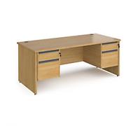 Dams International Straight Desk with Oak Coloured MFC Top and Graphite Frame Panel Legs and 2 x 2 Lockable Drawer Pedestals CP18S22-G-O 1800 x 800 x 725mm