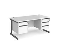 Dams International Straight Desk with White MFC Top and Graphite Frame Cantilever Legs and Two & Three Lockable Drawer Pedestals Contract 25 1600 x 800 x 725mm