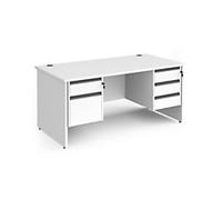 Dams International Straight Desk with White MFC Top and Graphite Frame Panel Legs and Two & Three Lockable Drawer Pedestals Contract 25 1600 x 800 x 725mm