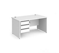 Dams International Straight Desk with White MFC Top and Silver Frame Panel Legs and 3 Lockable Drawer Pedestal Contract 25 1400 x 800 x 725mm