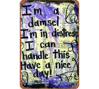 Damsel Distress Hercules Funny Metal Novelty Tin Sign Metal Retro Wall Decor for Home,Street,Bars,Restaurants,Cafes,Store Sign Gift 12 X 8 INCH Metal Sign