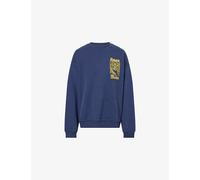 Damson Madder Womens Damson Madder Daily Rituals Graphic-Print Cotton Jumper Navy 8