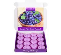 Damson Plum, Rose & Patchouli Wax Melts | Strong Scented Wax Melt Gift Set | 16 x 6g Hearts | Hand Made in The UK | Vegan Friendly | Long Lasting Soy Wax Melt Sample Box