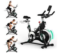 DAMSUN New Professional Exercise Bike, Stronger Magnetic Resistance Spin Bike with Heavier Flywheel, Ultra-Quiet Indoor Cycling Bike with Dumbbell Rack, Comfortable Seat, 400LBs Capacity