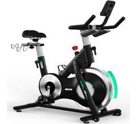 DAMSUN New Professional Exercise Bike, Stronger Magnetic Resistance Spin Bike with Heavier Flywheel, Ultra-Quiet Indoor Cycling Bike with Dumbbell Rack, Comfortable Seat, 400LBs Capacity