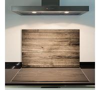 DAMU Ceramic Hob Cover - 1 Piece, 80 x 52 cm, Glass Wood Brown, Electric Hob Protection, Splash Guard, Glass Plate, Chopping Board