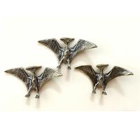 DAMULINS 3Pcs Small Brass Pterosaur Statue Decor,Mini Retro Copper Dinosaur Metal Sculpture Home Decoration for Living Room and Desk,Landscape Animal Figurines and Tea Pet