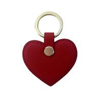 Dan Cute women Leather Keychain Heart Shape Leather Keychain Ring Car Key Holder (Red)