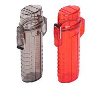 DAN&DRE 2Pcs Water Proof Pocket Storage Tube, Airtight Lids with Rubber Seals, Compact Lightweight Design with Lanyard, for Outdoor Camping Travel Small Items Storage (Black and Red)