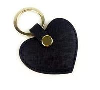 Dan Fashion Leather men Keychain Heart Shape Cute Leather Key Ring Car Key Holder (Black)